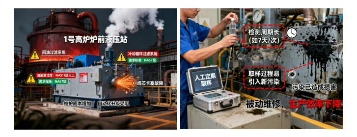 鋼廠高爐液壓站在線油液監測：污染早預警，讓運維更科學、更高效 圖1